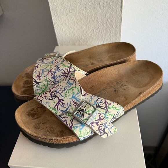 Birkenstock Birki’s Neon Tropical Coral Print Catalina Slide Sandals EU41/USW10 - Picture 4 of 5